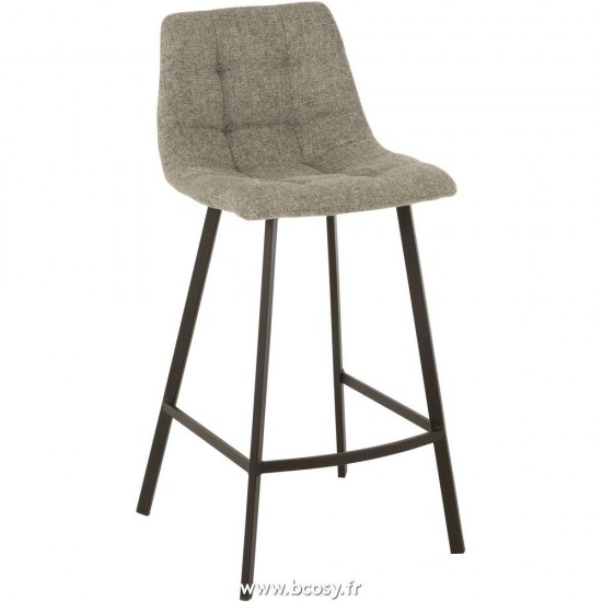 J Line Chaise De Bar Stephane Textile Metal Gris L47xB43xH95 cm Jline 15474 by Jolipa 15474