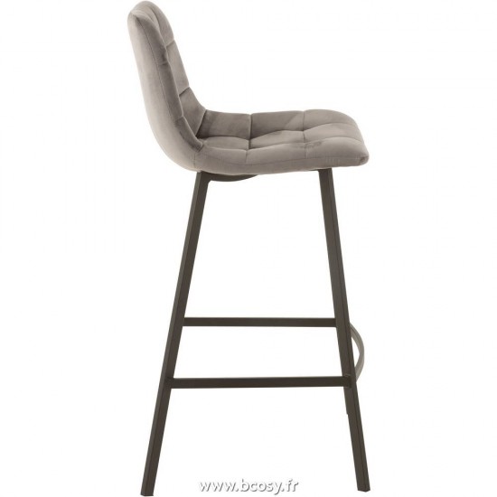 J-Line chaises tabourets de bar Jolipa J Line Jline Chaise De Bar Olivier Textile Metal Gris