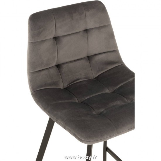 J-Line chaises tabourets de bar J Line Chaise De Bar Olivier Textile Metal Gris