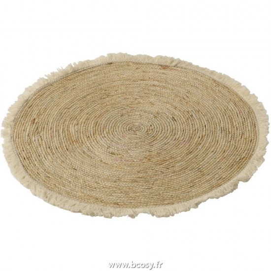 J-Line tapis moquettes nattes paillassons Jolipa Jline Tapis Floche Ecorce De Mais Coton Beige Blanc