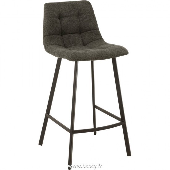 J Line Chaise De Bar Stephane Textile Metal Gris Fonce L47xB43xH95 cm Jline 15490 by Jolipa 15490