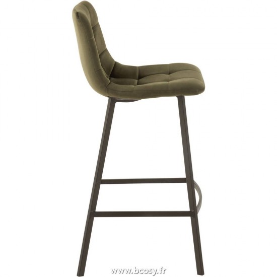 J-Line chaises tabourets de bar Jolipa J Line Jline Chaise De Bar Olivier Textile Metal Vert Fonce