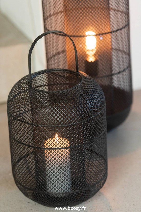 J-Line lanternes photophores J Line Lanterne Donny Metal Noir