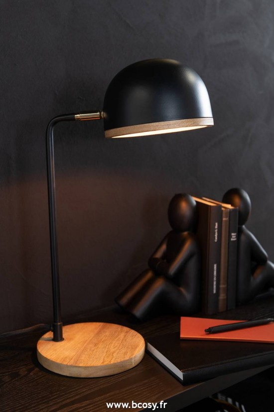 J-Line Lampada Da Tavolo Evy Ferro/Legno Nero/Naturale