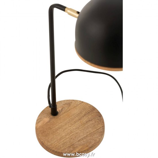 Jolipa J Line Jline Lampe De Bureau Evy Metal Bois Noir Naturel