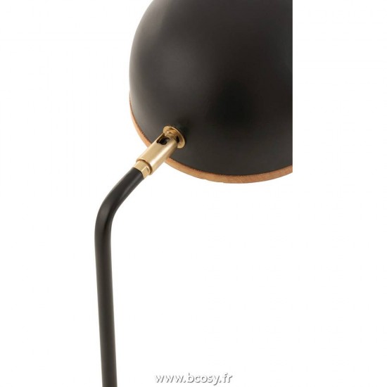 J-Line Éclairage Armatures Luminaires D'intérieur Pieds De Lampe Avec Abat Jour Lampes De Table J Line Lampe De Bureau Evy Metal Bois Noir Naturel