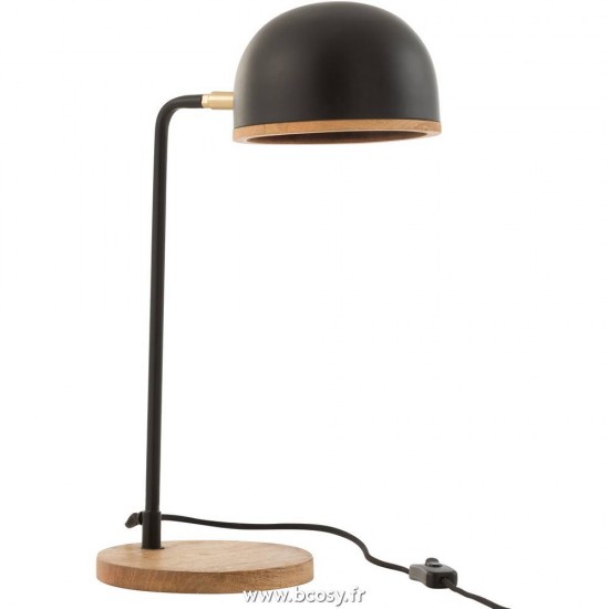 J Line Lampe De Bureau Evy Metal Bois Noir Naturel L25xB18xH48 cm Jline 15653 by Jolipa 15653