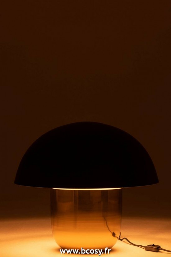 J-Line Éclairage Armatures Luminaires D'intérieur Pieds De Lampe Avec Abat Jour Lampes De Table Jolipa J Line Jline Lampe Champignon Metal Noir Or Large