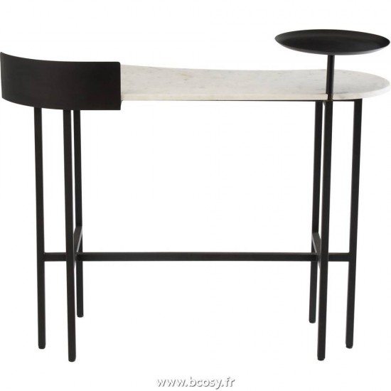 Jolipa J Line Jline Console Marbre Metal Blanc Noir