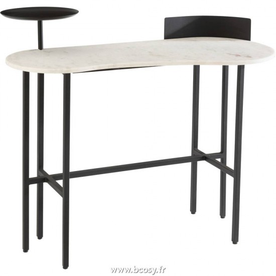 J Line Console Marbre Metal Blanc Noir L110xB60xH90 cm Jline 15684 by Jolipa 15684