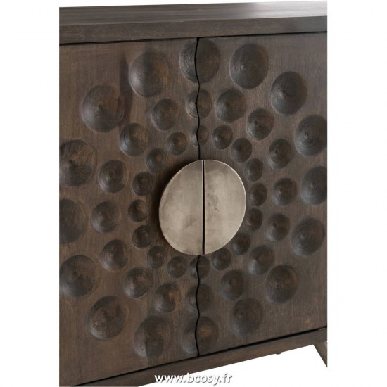 J-Line Armadio Basso Etnico 2 Porte + 6 Cassetti Legno Mango Marrone