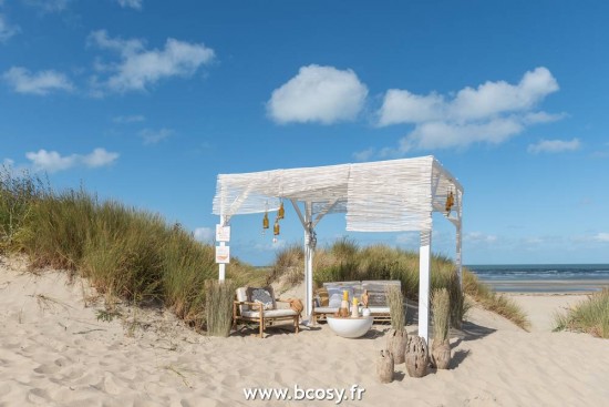 Jolipa Poltrona 2 Persone Bambu + Tessuto Naturale/Bianco