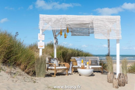 Jolipa Sillon 2 Personas Bambu + Textil Natural/Blanco