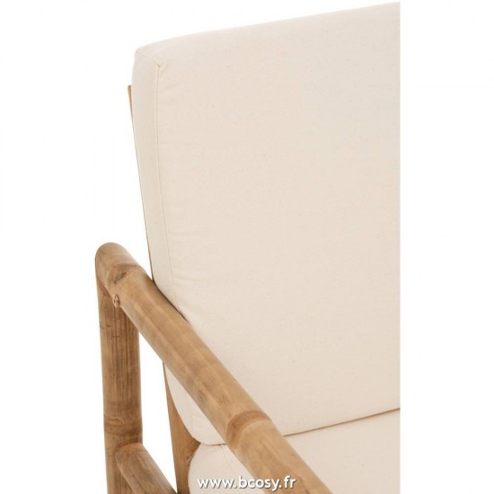 J-Line Poltrona 2 Persone Bambu + Tessuto Naturale/Bianco