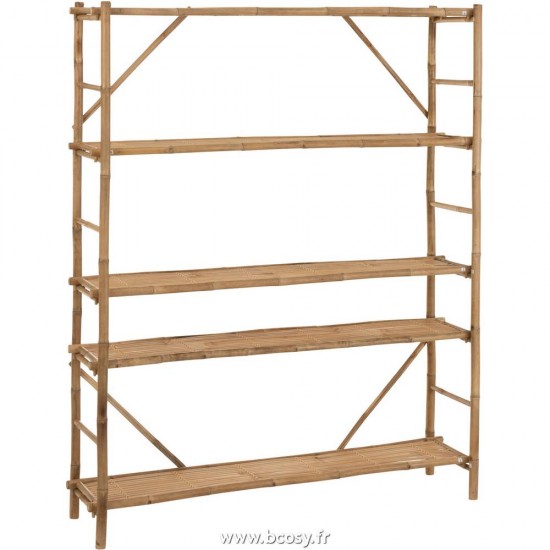 J Line Etagere 5 Planches Bambou Naturel 195 Jline 1582 by Jolipa 1582