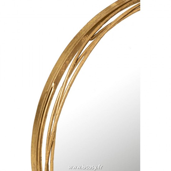 J-Line miroirs Jolipa J Line Jline Miroir Aurora Rond Metal Verre Or Small