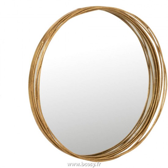 J Line Miroir Aurora Rond Metal Verre Or Small L60xB60xH9 cm Jline 15879 by Jolipa 15879