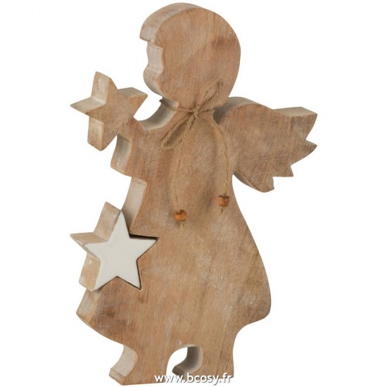 J Line Ange Etoile Bois De Manguier Blanc Wash Blanc Large L29xB20xH4 cm Jline 15899 by Jolipa 15899