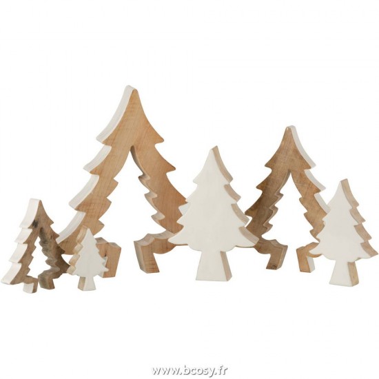 Jolipa J Line Jline Sapin De Noel Puzzle Bois De Manguier Blanc Blanc Wash Large