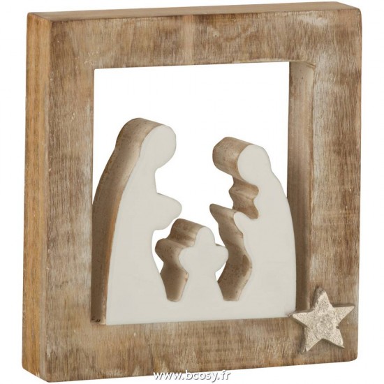 J Line Creche Simple Bois De Manguier Blanc Blanc Wash Large L21xB20xH4 cm Jline 15917 by Jolipa 15917