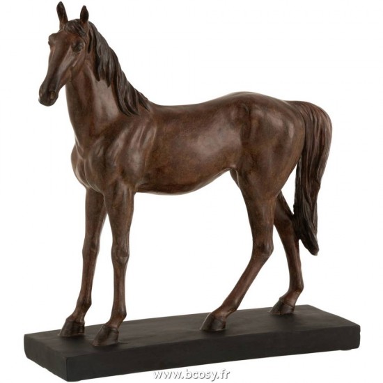 J-Line J Line cheval chevaux statuettes Jolipa Cheval Resine Marron Large.