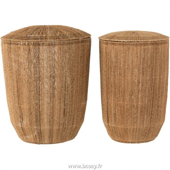 J-Line paniers de rangement Jolipa Jline Set 2 Paniers Dantya Allongés Jute Naturel