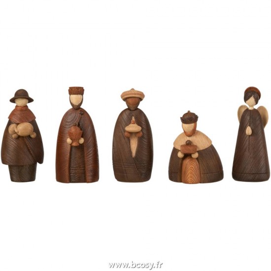 J-Line crèches de Noël Jolipa J Line Jline Creche 11 Parties Resine Marron