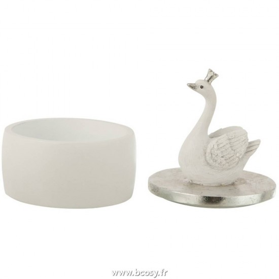 J-Line boites Jolipa J Line Jline Boite Cygne Resine Blanc Argent