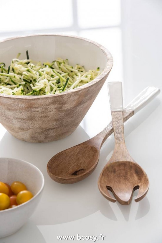 J-Line bols Bol Bois De Manguier Blanc Medium