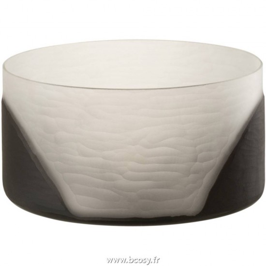 Jolipa J Line Jline Vase Circulo Plat Verre Noir Transparent