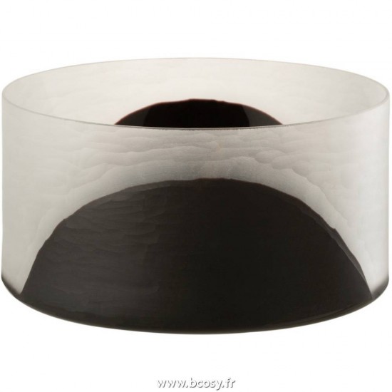 J Line Vase Circulo Plat Verre Noir Transparent L25xB25xH13 cm Jline 16256 by Jolipa 16256