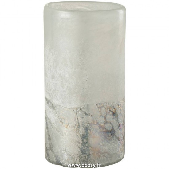 J Line Vase Scavo Cylindrique Verre Gris Small L12xB12xH23 cm Jline 16376 by Jolipa 16376