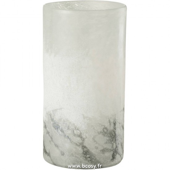 J Line Vase Scavo Cylindrique Verre Gris Medium L15xB15xH29 cm Jline 16377 by Jolipa 16377