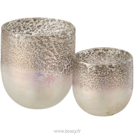 Jolipa J Line Jline Photophore Milano Verre Gris Rose Large