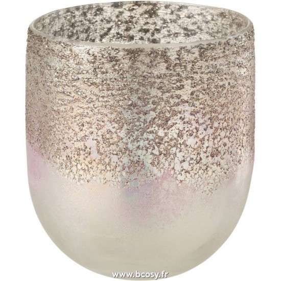 J Line Photophore Milano Verre Gris Rose Large L13xB13xH15 cm Jline 16380 by Jolipa 16380