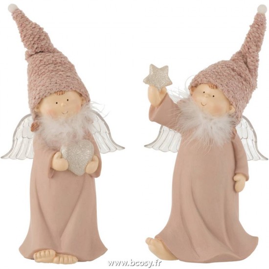 J Line Ange Resine Rose Large L18xB12xH36 cm Jline 16617 by Jolipa 16617 Assortiment de 2 pcs