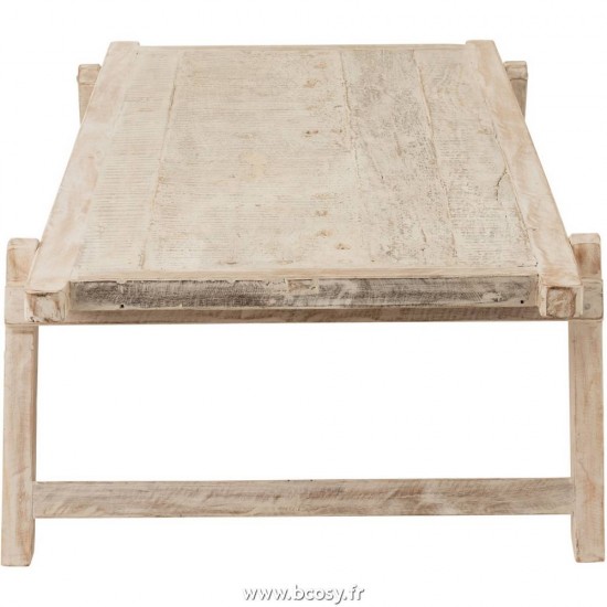 J-Line tables de salon basse Jolipa Jline Table Lit Militaire Bois Recyclé Blanc Délavé