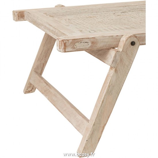 Jolipa Jline Table Lit Militaire Bois Recyclé Blanc Délavé