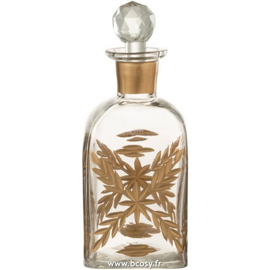 J Line Carafe Chloe Carre Verre Transparent Or L10xB10xH22 cm Jline 16887 by Jolipa 16887