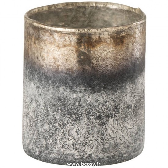 J Line Photophore Antique Verre Bleu Gris Small L7xB7xH8 cm Jline 16912 by Jolipa 16912