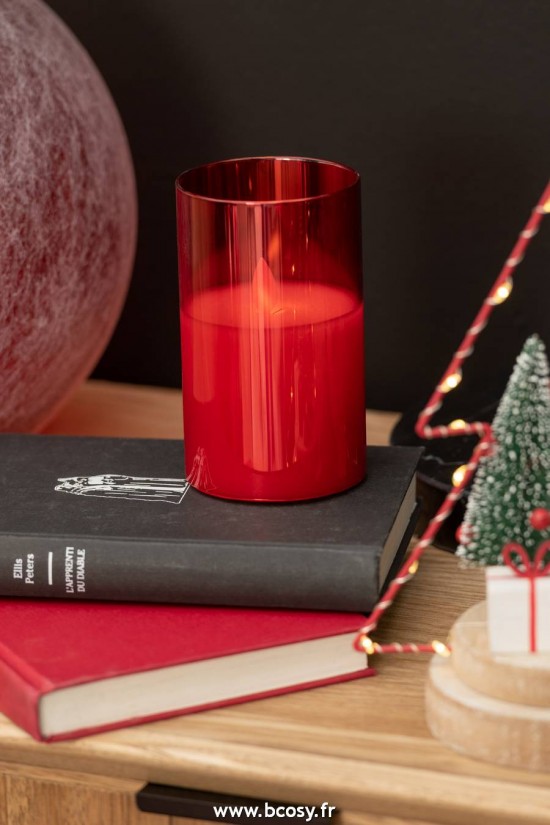 Jolipa J Line Jline Lampe Led Brillante Verre Rouge Small