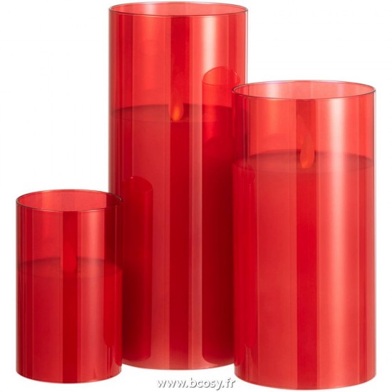 Jolipa J Line Jline Lampe Led Brillante Verre Rouge Large