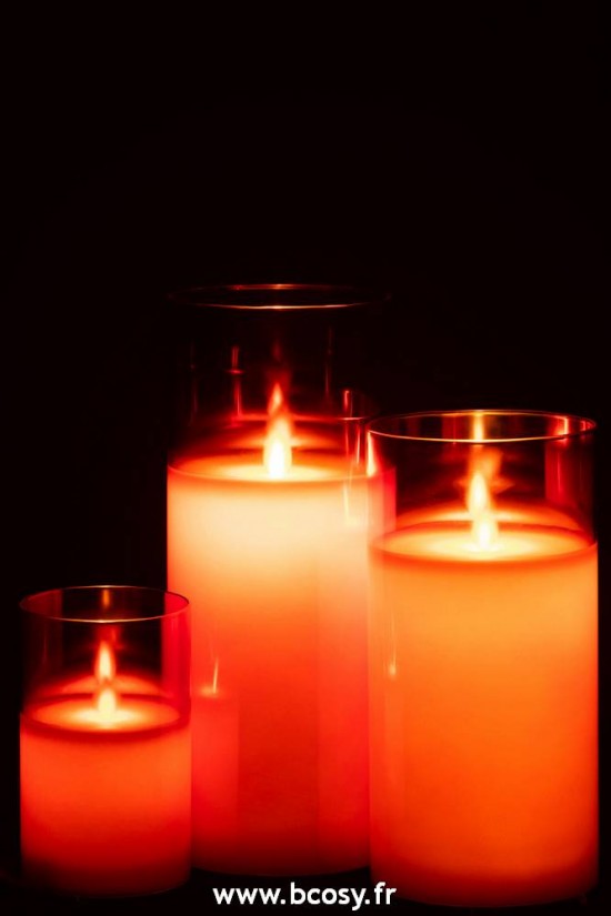 J-Line bougies J Line Lampe Led Brillante Verre Rouge Large