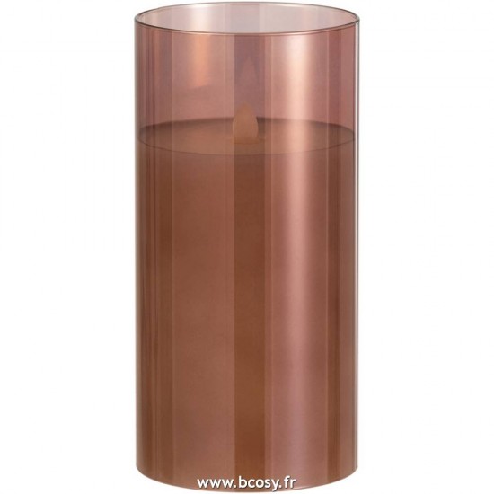 J Line Lampe Led Brillante Verre Brun Medium L10xB10xH20 cm Jline 16989 by Jolipa 16989