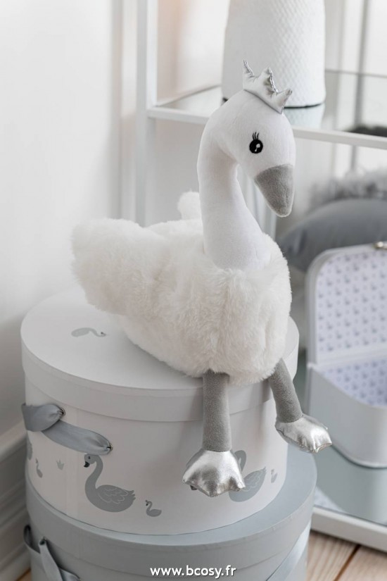 Jolipa J Line Jline Cygne Peluche Blanc Gris Argent Small