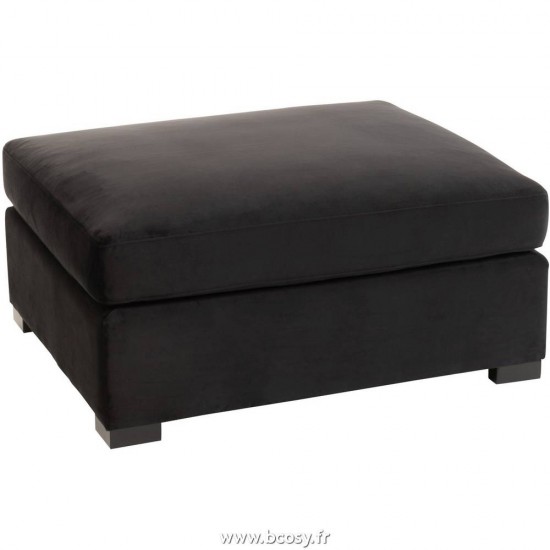 J Line Pouf Velours Noir L80xB95xH47 cm Jline 17113 by Jolipa 17113
