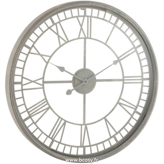 J Line Horloge Chiffres Romains Metal Verre Gris L67xB67xH7 cm Jline 17177 by Jolipa 17177