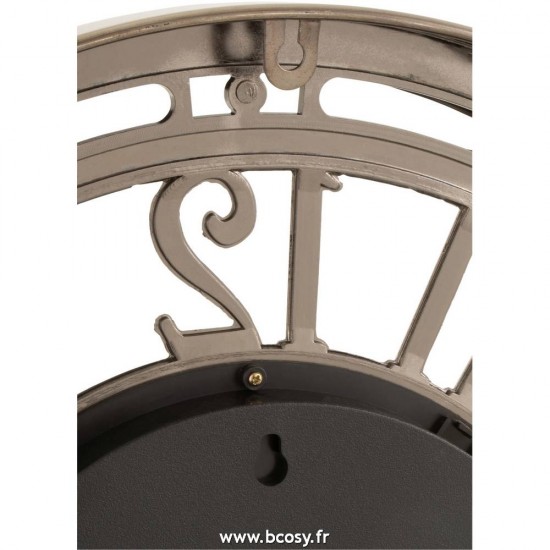 J-Line horloges murales Jolipa J Line Jline Horloge Chiffres Arabes Mecanisme Apparent Metal Verre Antique Gris