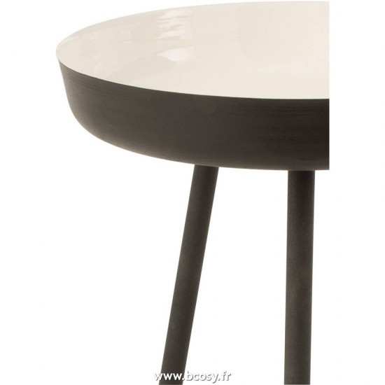 J-Line tables d appoint bouts de canapé Jolipa J Line Jline Set De 3 Table Gigogne Metal Noir Blanc