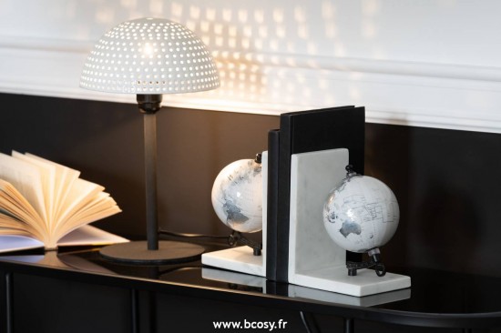 Jolipa J Line Jline Lampe Champignon Boules Metal Brillant Blanc Noir Small